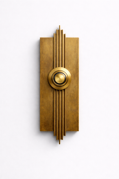 Handmade Antique Brass Doorbell Button, Art Deco Entry Hardware, Luxury Front Door Statement Piece