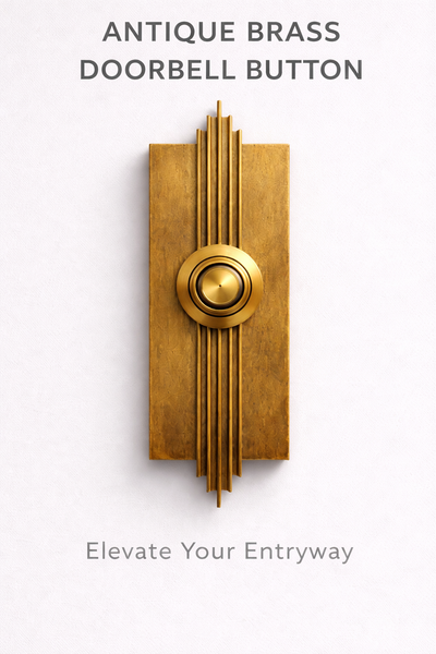 Handmade Antique Brass Doorbell Button, Art Deco Entry Hardware, Luxury Front Door Statement Piece