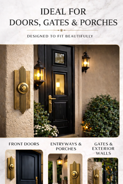 Handmade Antique Brass Doorbell Button, Art Deco Entry Hardware, Luxury Front Door Statement Piece