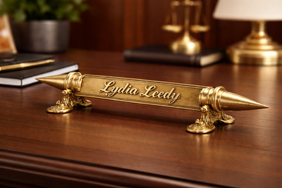 Custom Desk Name Plate, Personalized Brass Office Nameplate, Engraved Desk Plaque, Executive Desk Sign, Boss Gift