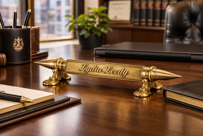Custom Desk Name Plate, Personalized Brass Office Nameplate, Engraved Desk Plaque, Executive Desk Sign, Boss Gift