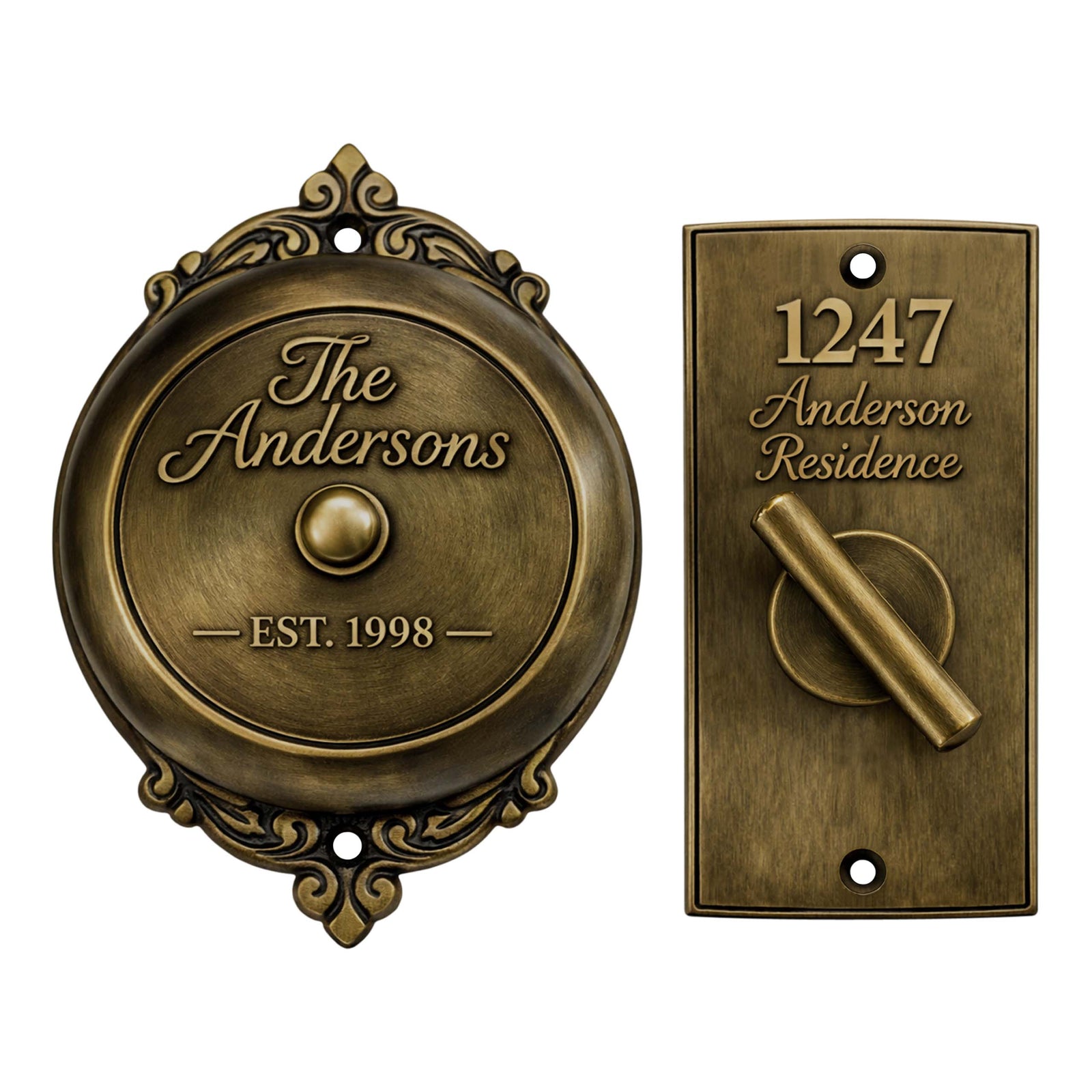 Custom Handmade Brass Twist Bell, Hand Engraved Door Bell, Personalized Vintage Mechanical Bell, Custom Name Logo Design