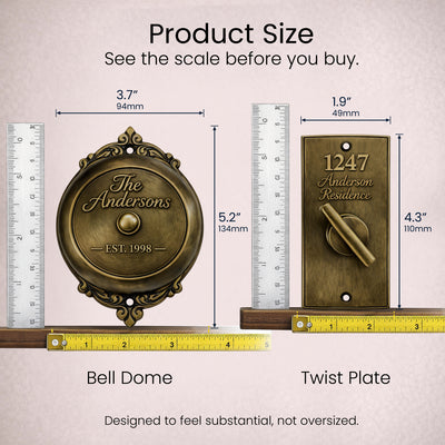 Custom Handmade Brass Twist Bell, Hand Engraved Door Bell, Personalized Vintage Mechanical Bell, Custom Name Logo Design