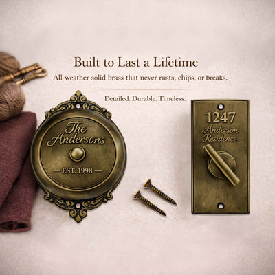 Custom Handmade Brass Twist Bell, Hand Engraved Door Bell, Personalized Vintage Mechanical Bell, Custom Name Logo Design