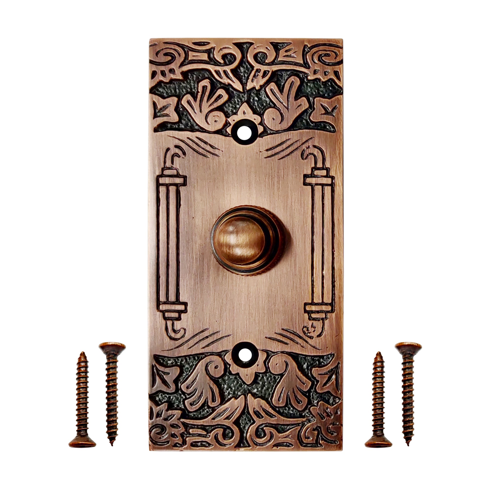 Decorative Doorbell Button – Finest Quality Bell Push Button – Easy to Install Calling Bell Button – Antique Copper