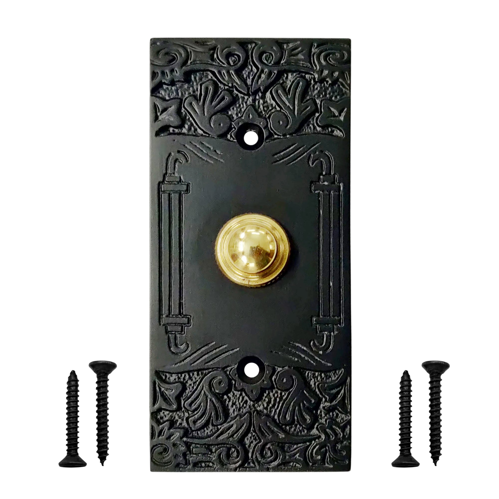 Decorative Doorbell Button – Finest Quality Bell Push Button – Easy to Install Calling Bell Button – Antique Black
