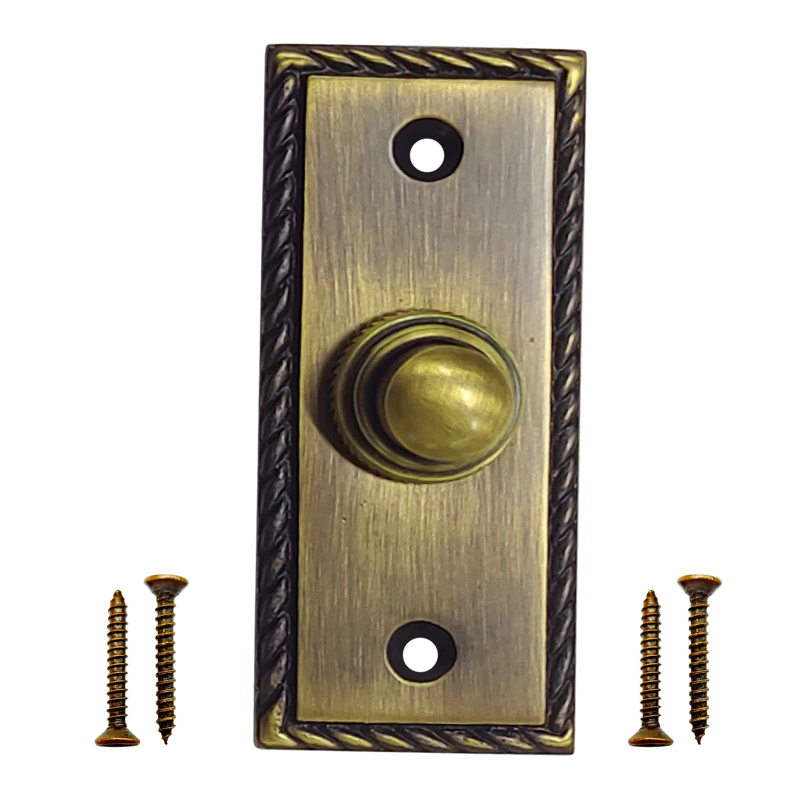 Decorative Doorbell Button – Finest Quality Bell Push Button – Easy to Install Calling Bell Button – Antique Brass