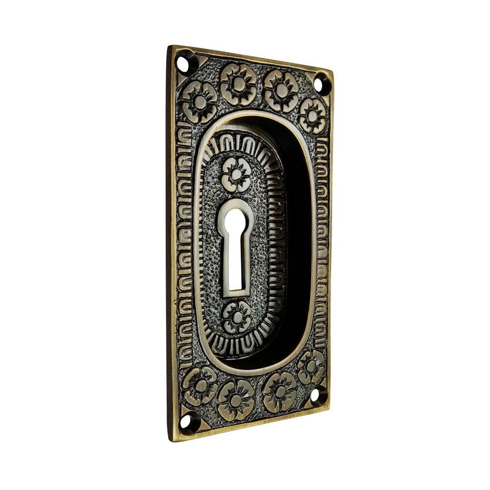 Brass Modern Keyhole Cover – Antique Brass Finish