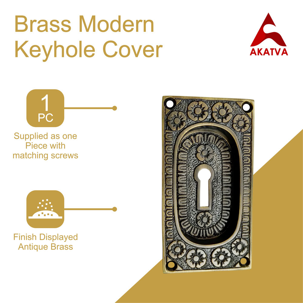 Brass Modern Keyhole Cover – Antique Brass Finish