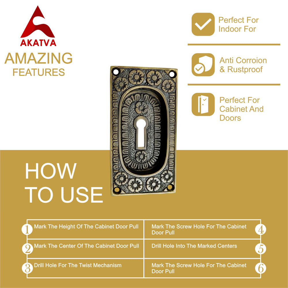 Brass Modern Keyhole Cover – Antique Brass Finish