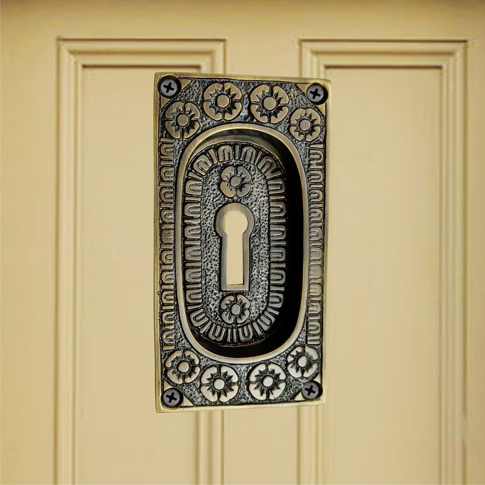 Brass Modern Keyhole Cover – Antique Brass Finish