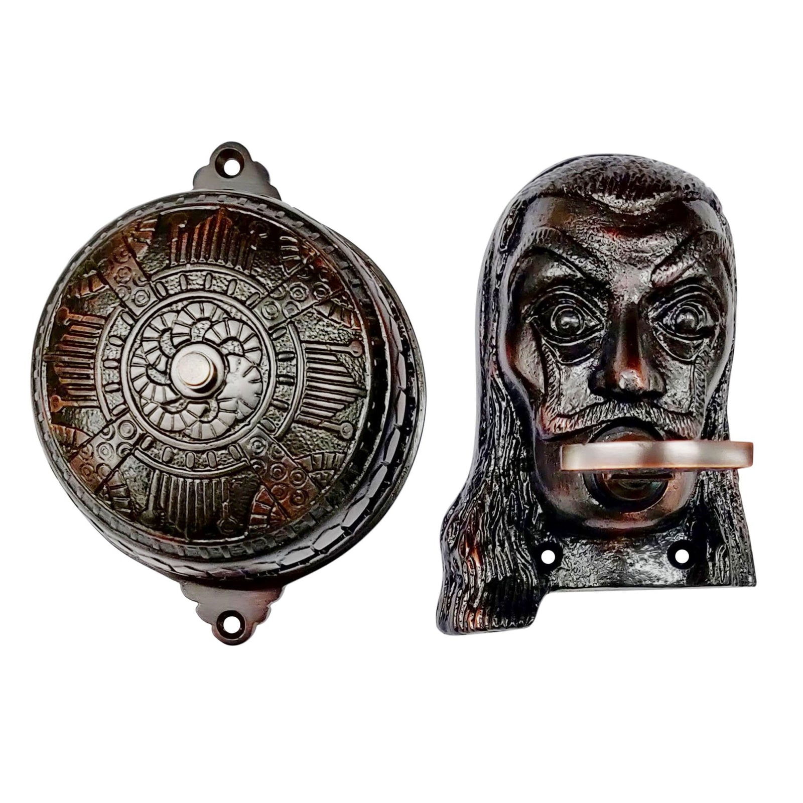 Vintage Twist Bell with Key Plate – Brass Twist Calling Bell – Hand Turn Doorbell - Old Fashioned Door Bell - Oil Rubbed Bronze