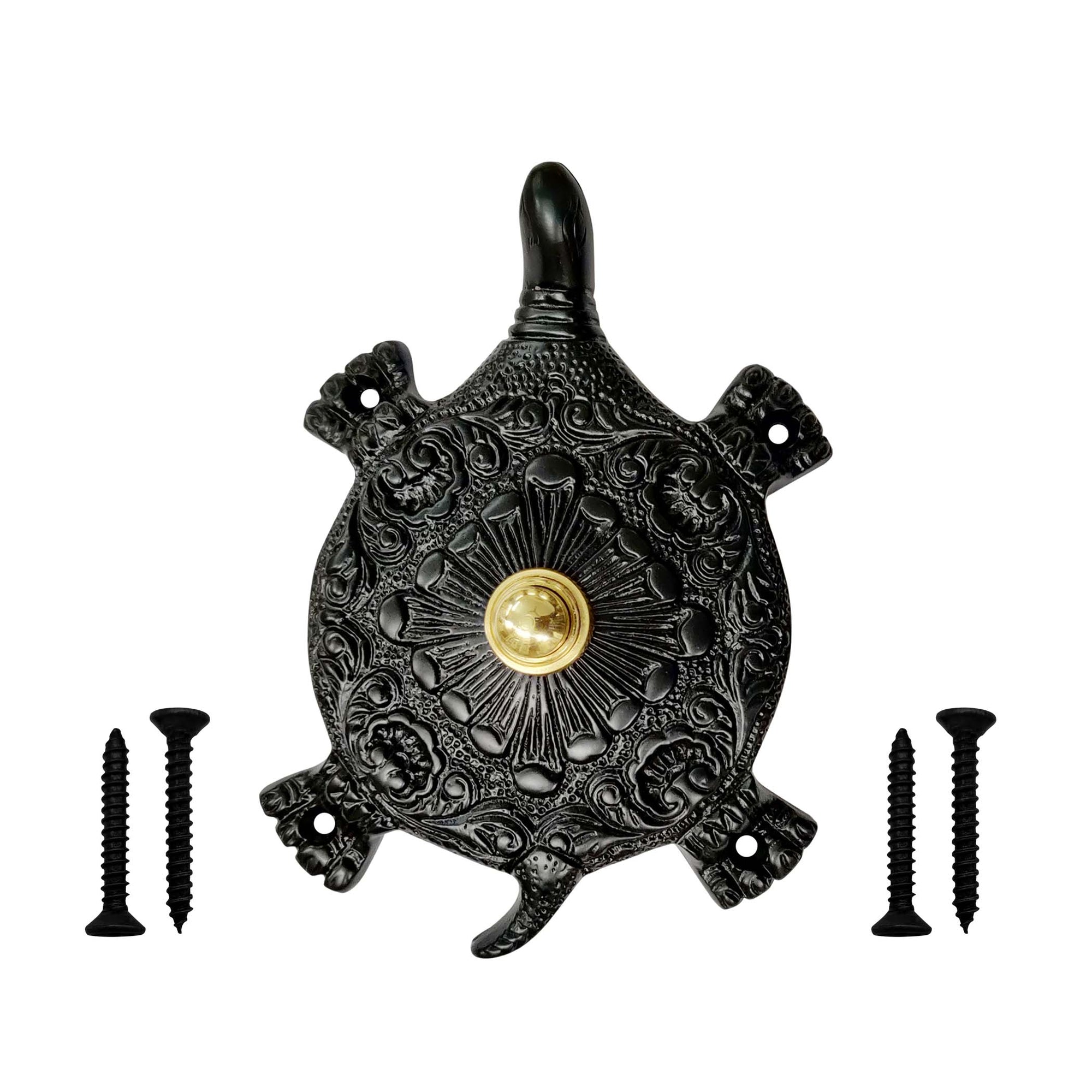 Decorative Doorbell Button – Finest Quality Bell Push Button – Easy to Install Calling Bell Button – Antique Black