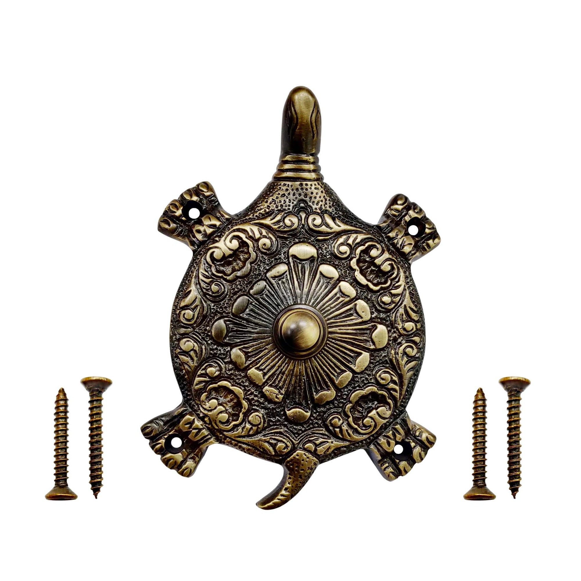 Decorative Doorbell Button – Finest Quality Bell Push Button – Easy to Install Calling Bell Button – Antique Brass