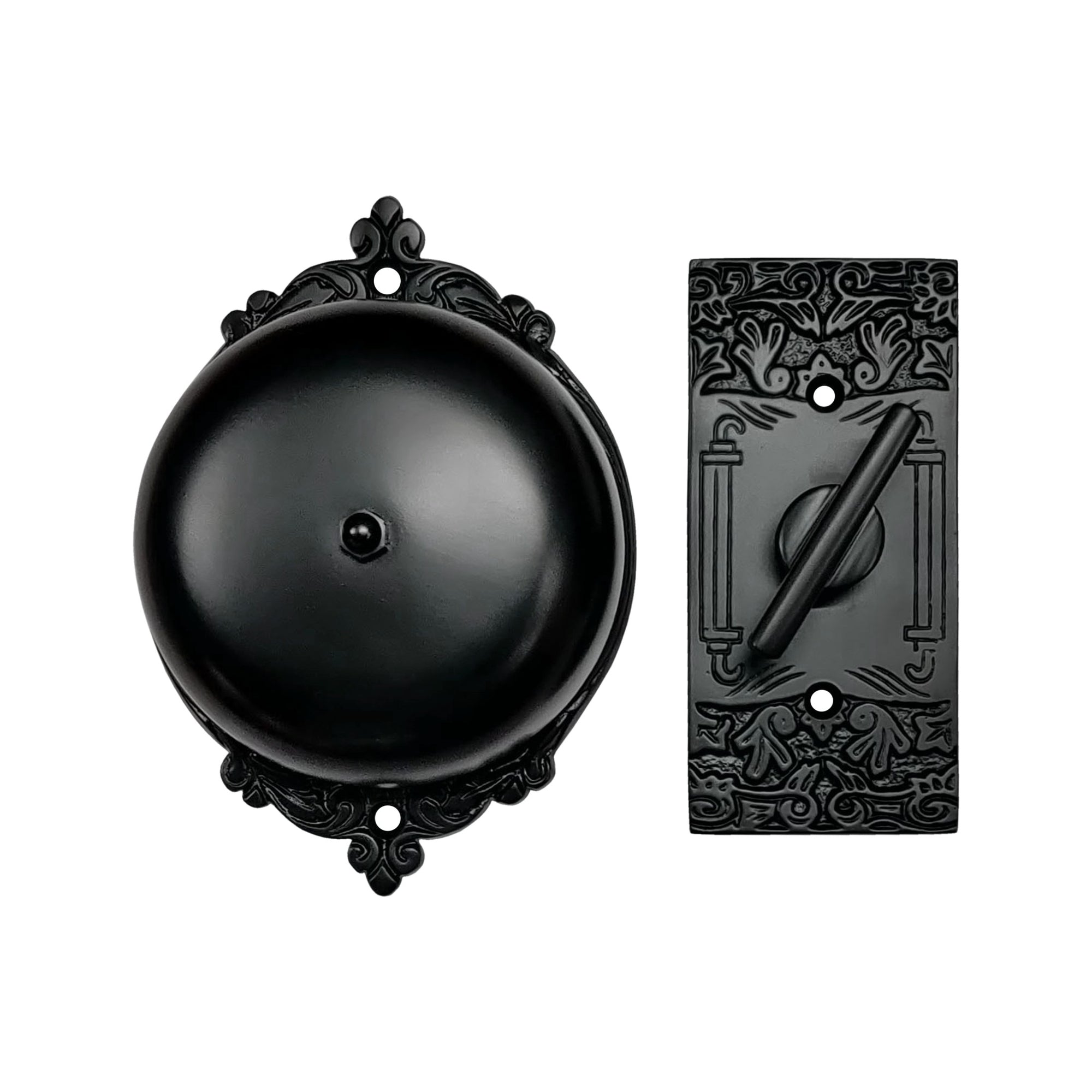 Vintage Twist Bell with Key Plate Longer Shaft– Victorian Home Twist Bell With Customized Shaft – (Antique Black Finish)