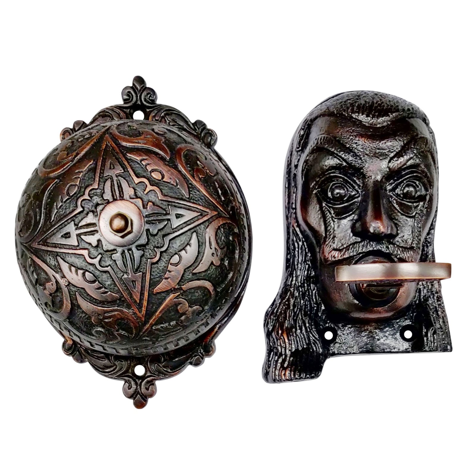 Vintage Twist Bell with Key Plate – Brass Twist Calling Bell – Hand Turn Doorbell - Old Fashioned Door Bell - Oil Rubbed Bronze