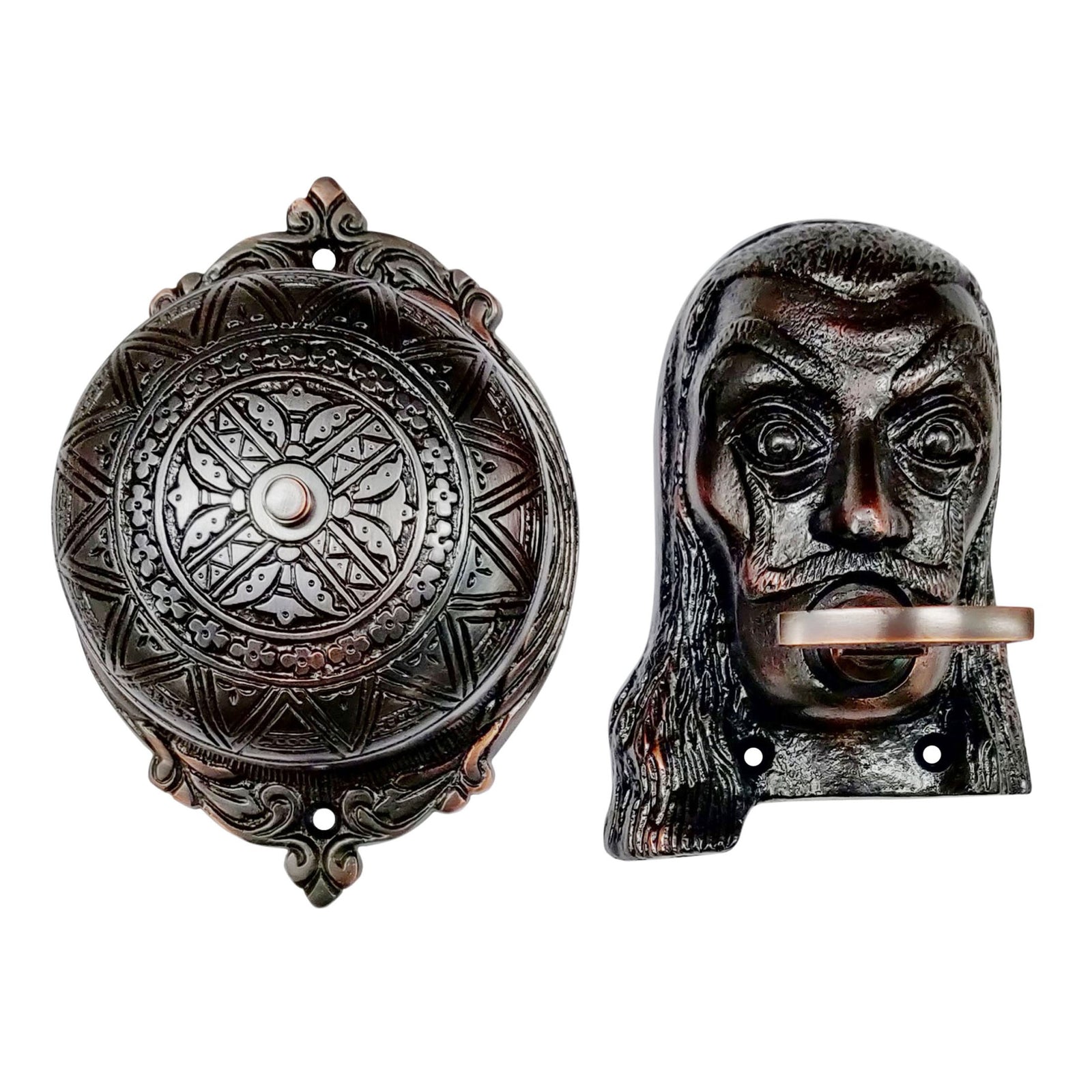 Vintage Twist Bell with Key Plate – Brass Twist Calling Bell – Hand Turn Doorbell - Old Fashioned Door Bell - Oil Rubbed Bronze