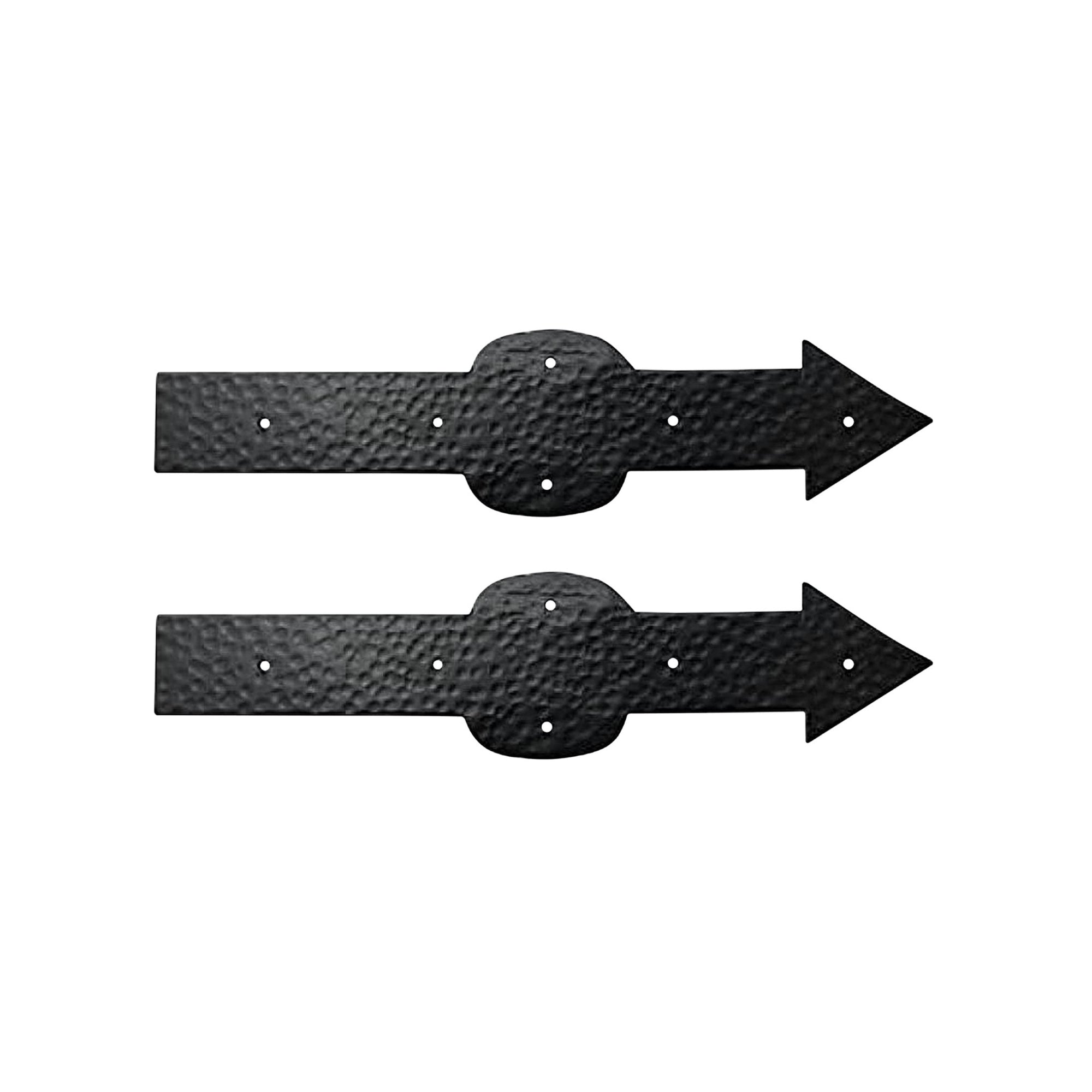 Black Antique Iron Hand Forged False Hinge Front Set -2- Piece Heavy Duty Gate False Hinges for Wooden and Metal Fences, Doors, Cabinets - Black Powder Coated Finish