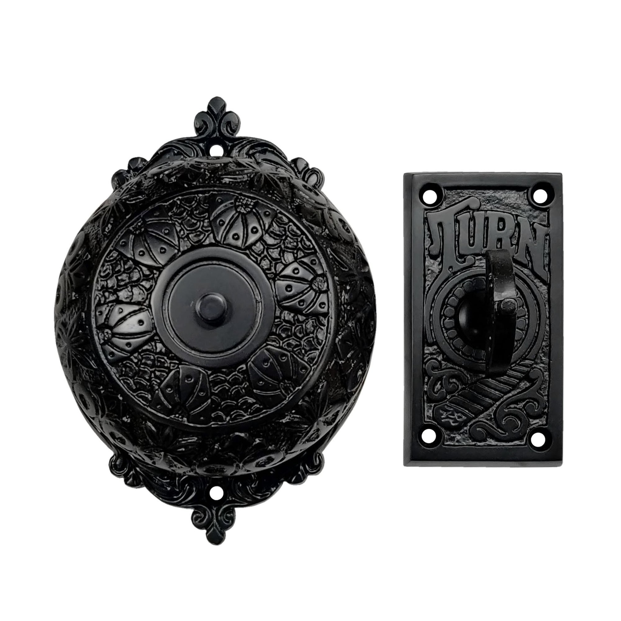 Brass Vintage Twist Bell with Key Plate – Antique Black