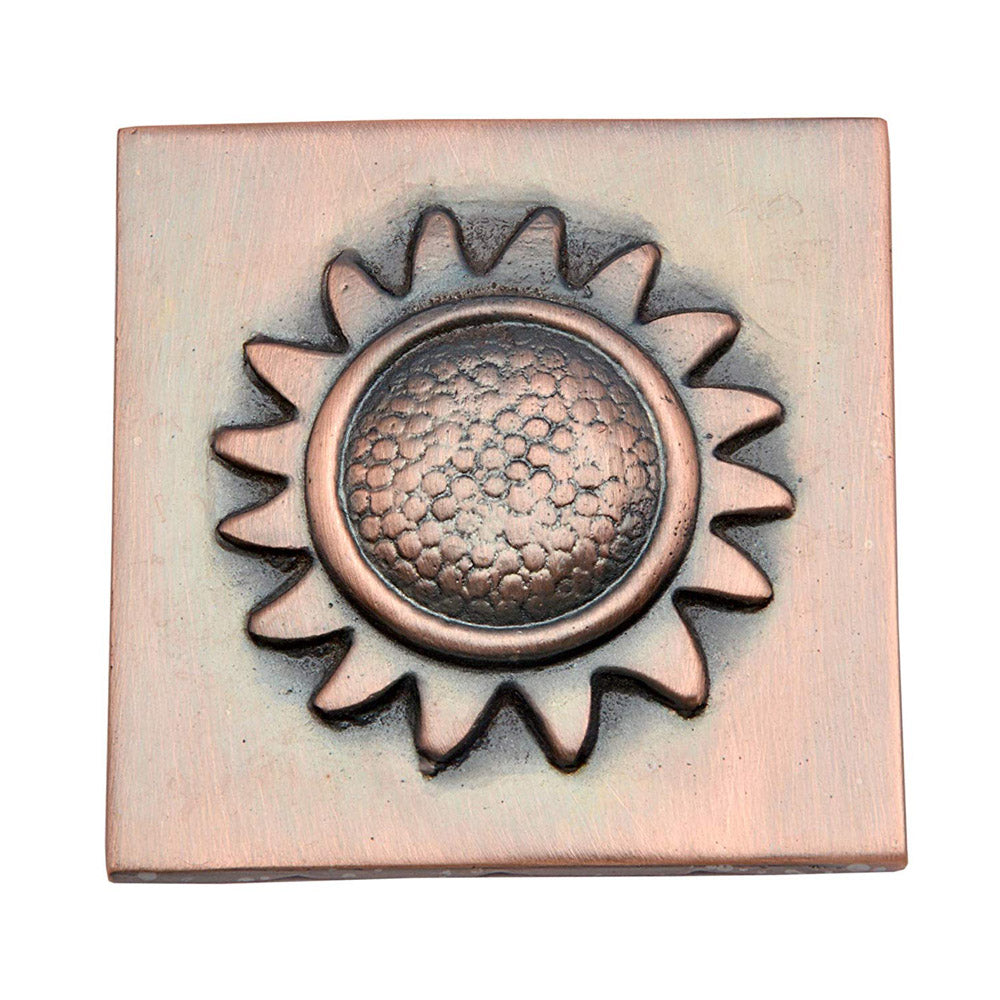 2.50 Inch Sunflower Brass Wall Tiles - Antique Copper