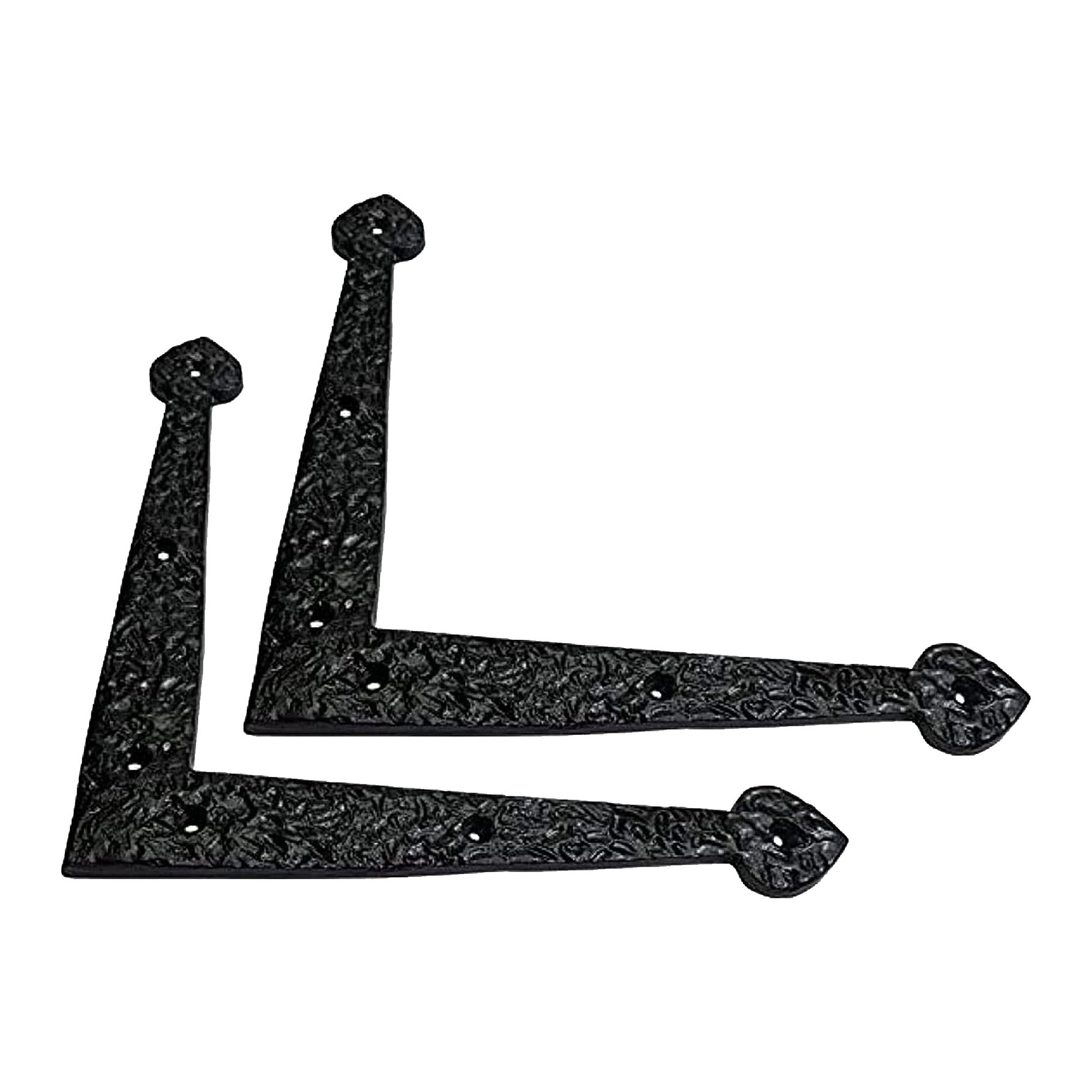 203mm Black Antique Iron Dummy Corner Door Strap/L-BracketSet  - Black Powder Coated