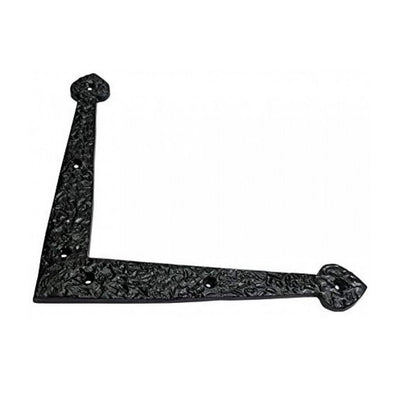 203mm Black Antique Iron Dummy Corner Door Strap/L-BracketSet  - Black Powder Coated