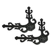 217mm Decorative Black Antique Iron Dummy Corner Door Strap/L-Bracket Set  - Black Powder Coated