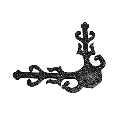 217mm Decorative Black Antique Iron Dummy Corner Door Strap/L-Bracket Set  - Black Powder Coated