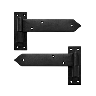 T Hinge Set - 2 Piece Gate Hinges for Wooden Fences Heavy Duty - Barn Hinges for Doors - Black Hinges – Hinges for Shed Door