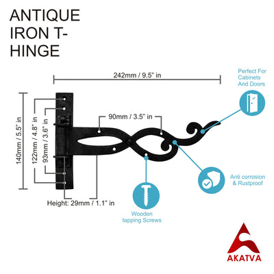 Hinge Set - 2 Piece Gate Hinges for Wooden Fences Heavy Duty - Barn Hinges for Doors - Black Hinges – Hinges for Shed Door - Door Hinges Black Matte