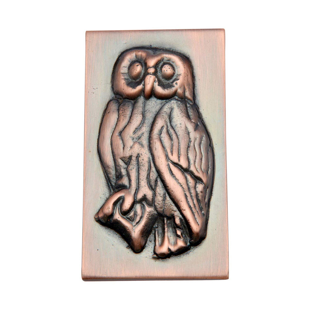 3.75 Inch Owl Brass Wall Tiles - Antique Copper