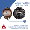 Vintage Twist Bell with Key Plate – Brass Twist Calling Bell – Hand Turn Doorbell - Old Fashioned Door Bell - Oil Rubbed Bronze