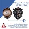 Vintage Twist Bell with Key Plate – Brass Twist Calling Bell – Hand Turn Doorbell - Old Fashioned Door Bell - Oil Rubbed Bronze