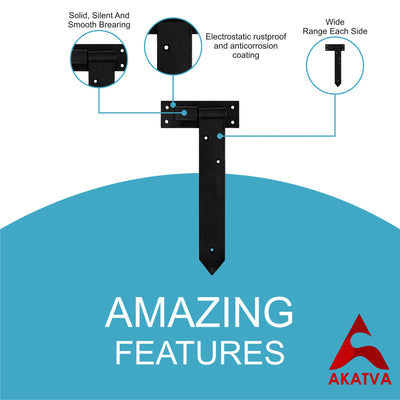 T Hinge Set - 2 Piece Gate Hinges for Wooden Fences Heavy Duty - Barn Hinges for Doors - Black Hinges – Hinges for Shed Door