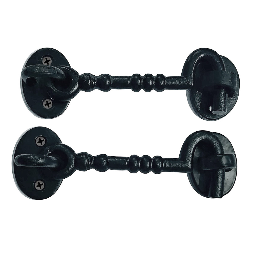 Cast Iron "Okavango" Rustic Cabin Hook Eye Latch – Black Powder Coated Finish