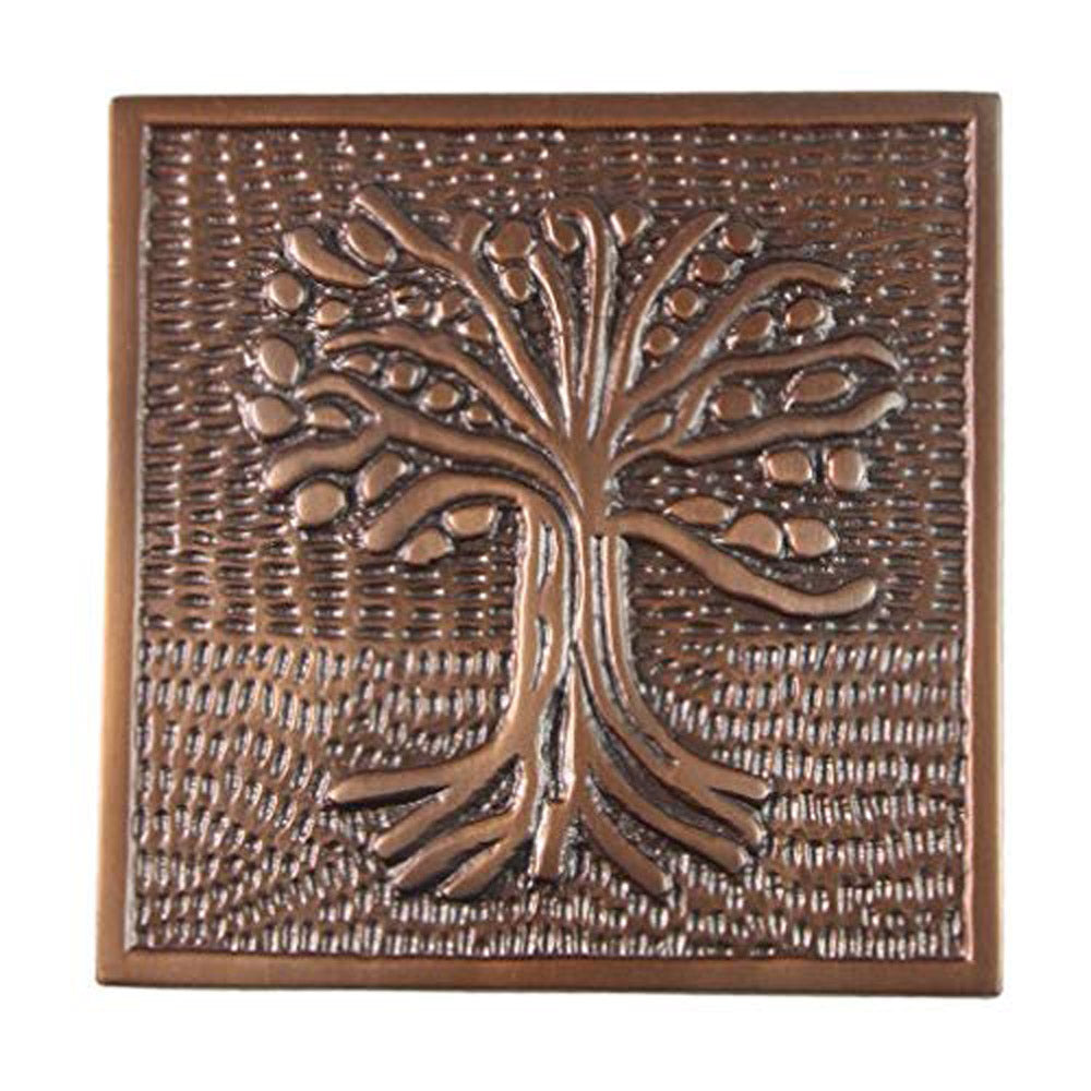 4 Inch Tree Brass Wall Tiles - Antique Copper