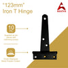 T-Hinge Heavy Duty Gate Hinges for Wooden and Metal Fences, Doors, Cabinets - Set of 10 Pieces - Black Powder Coated