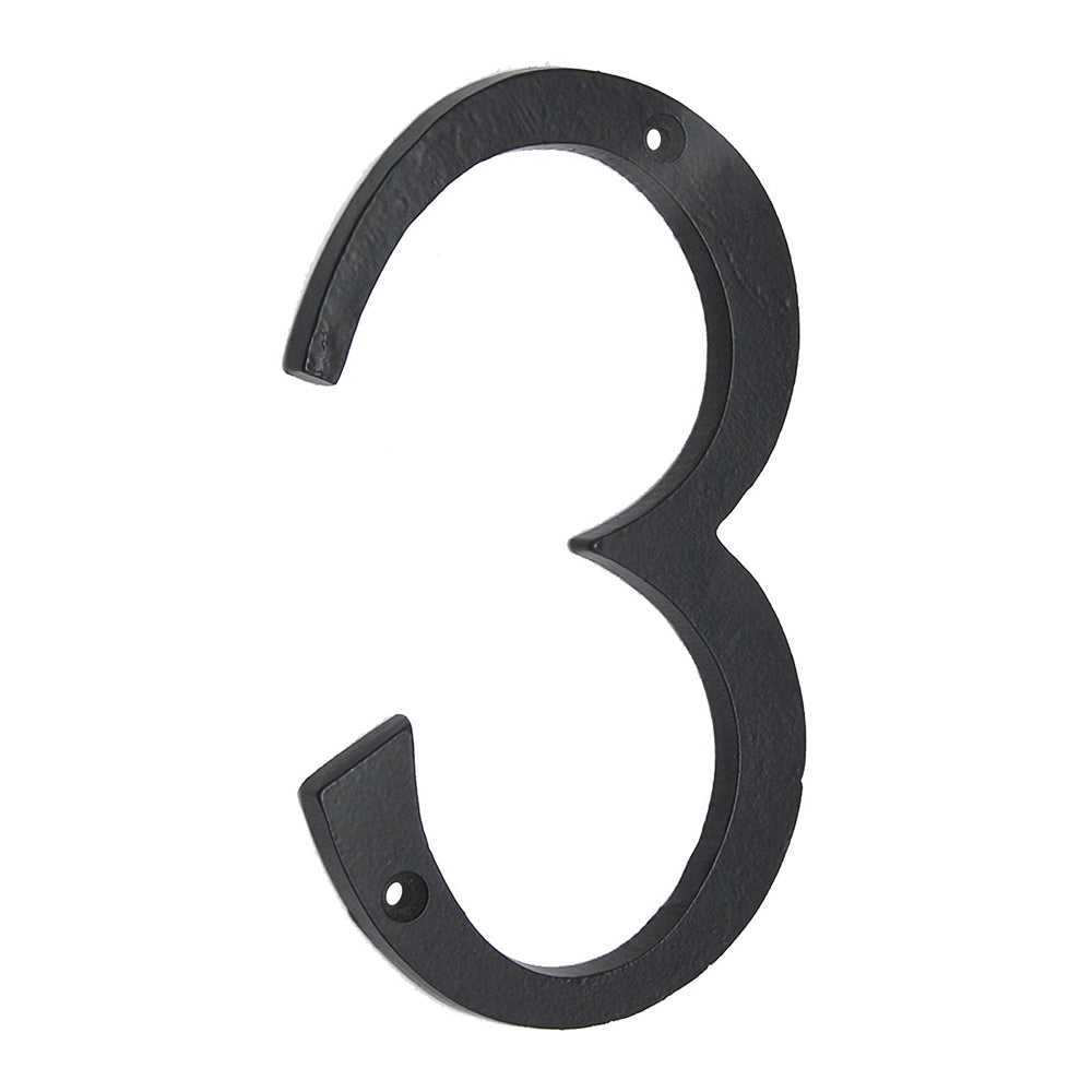 6" Iron Numerals Light Duty (3) - Black Powder Coated Finish