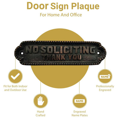 "No Soliciting Thank you" Brass Door Plaque - Oil Rubbed Bronze Finish
