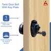 Vintage Twist Bell with Key Plate – Brass Twist Calling Bell – Hand Turn Doorbell - Old Fashioned Door Bell - Oil Rubbed Bronze