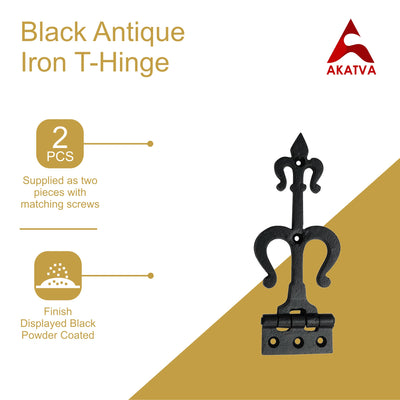 160mm x 50mm Trishul Black Antique Iron Hinge – Black Powder Coated