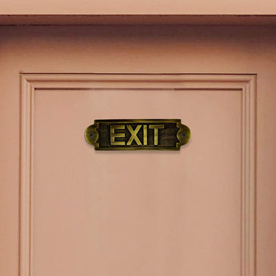 "Exit" Brass Door Sign Plaque - Antique Brass Finish