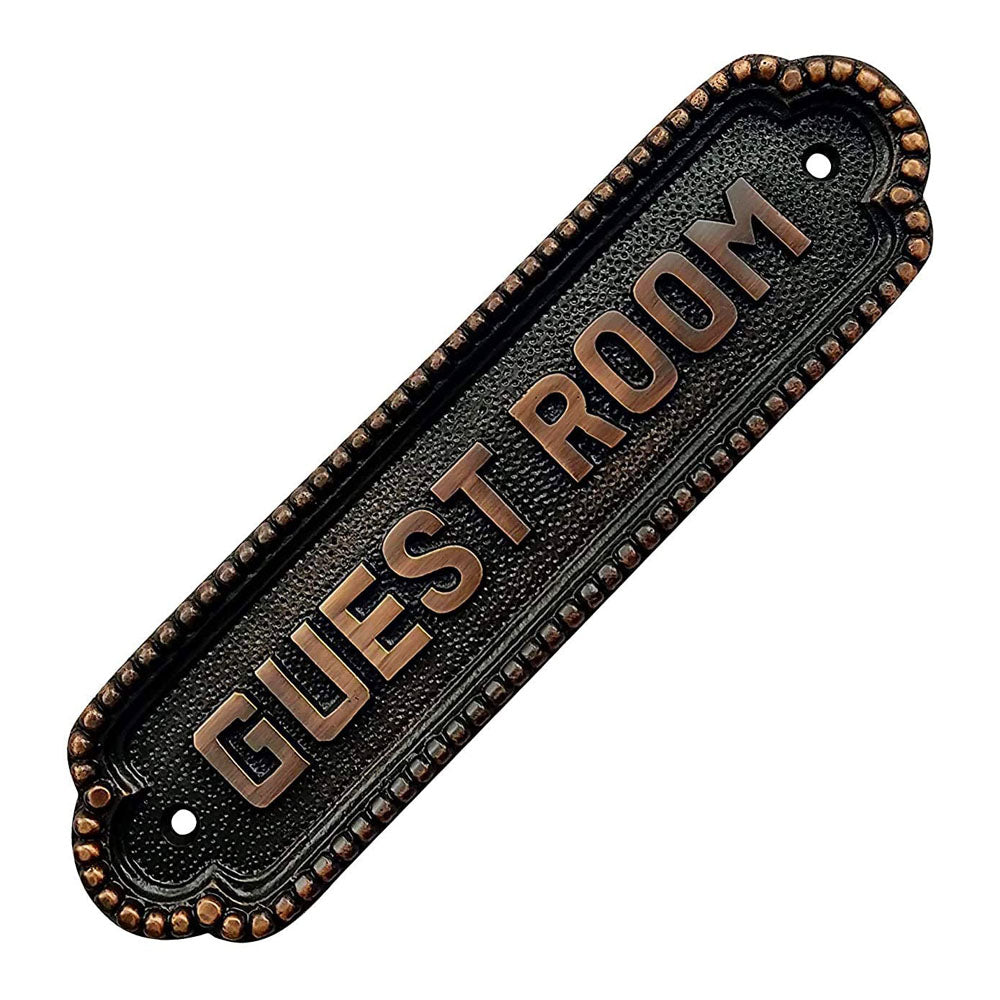 "Guest Room" Brass Door Sign Plaque - Antique Copper Finsih