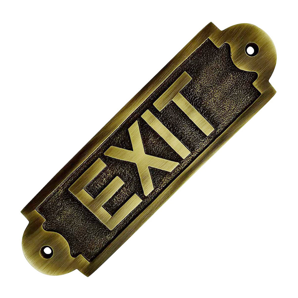 "Exit" Brass Door Sign Plaque - Antique Brass Finish