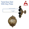 Vintage Twist Bell with Key Plate – Brass Twist Calling Bell – Hand Turn Doorbell - Old Fashioned Door Bell - Antique Brass