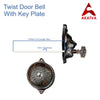 Vintage Twist Bell with Key Plate – Brass Twist Calling Bell – Hand Turn Doorbell - Old Fashioned Door Bell - Oil Rubbed Bronze