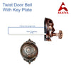 Vintage Twist Bell with Key Plate – Brass Twist Calling Bell – Hand Turn Doorbell - Old Fashioned Door Bell - Antique Copper