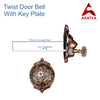 Vintage Twist Bell with Key Plate – Brass Twist Calling Bell – Hand Turn Doorbell - Old Fashioned Door Bell - Antique Copper