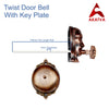 Vintage Twist Bell with Key Plate – Brass Twist Calling Bell – Hand Turn Doorbell - Old Fashioned Door Bell - Antique Copper