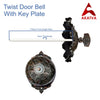 Vintage Twist Bell with Key Plate – Brass Twist Calling Bell – Hand Turn Doorbell - Old Fashioned Door Bell - Oil Rubbed Bronze
